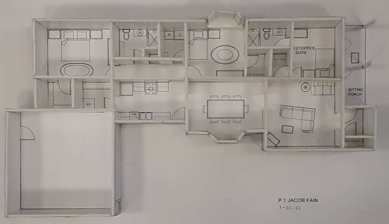 Overhead photo of physical model of the house Jacob designed.