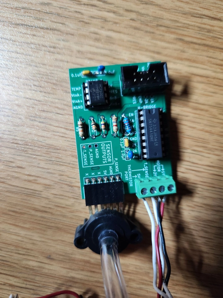 Close-up photo of underwater robot's completed PCB.