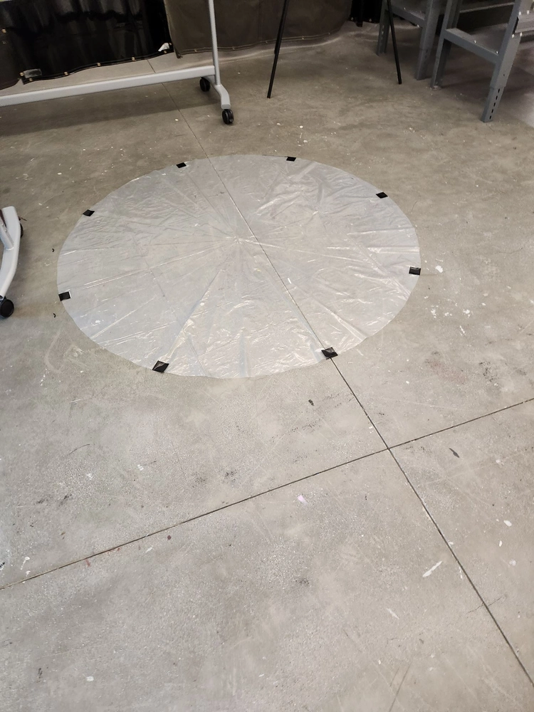 Photo of freshly cut parachute sheet.