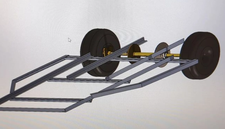 Early-stage SolidWorks CAD of go-kart frame by Josaphat.