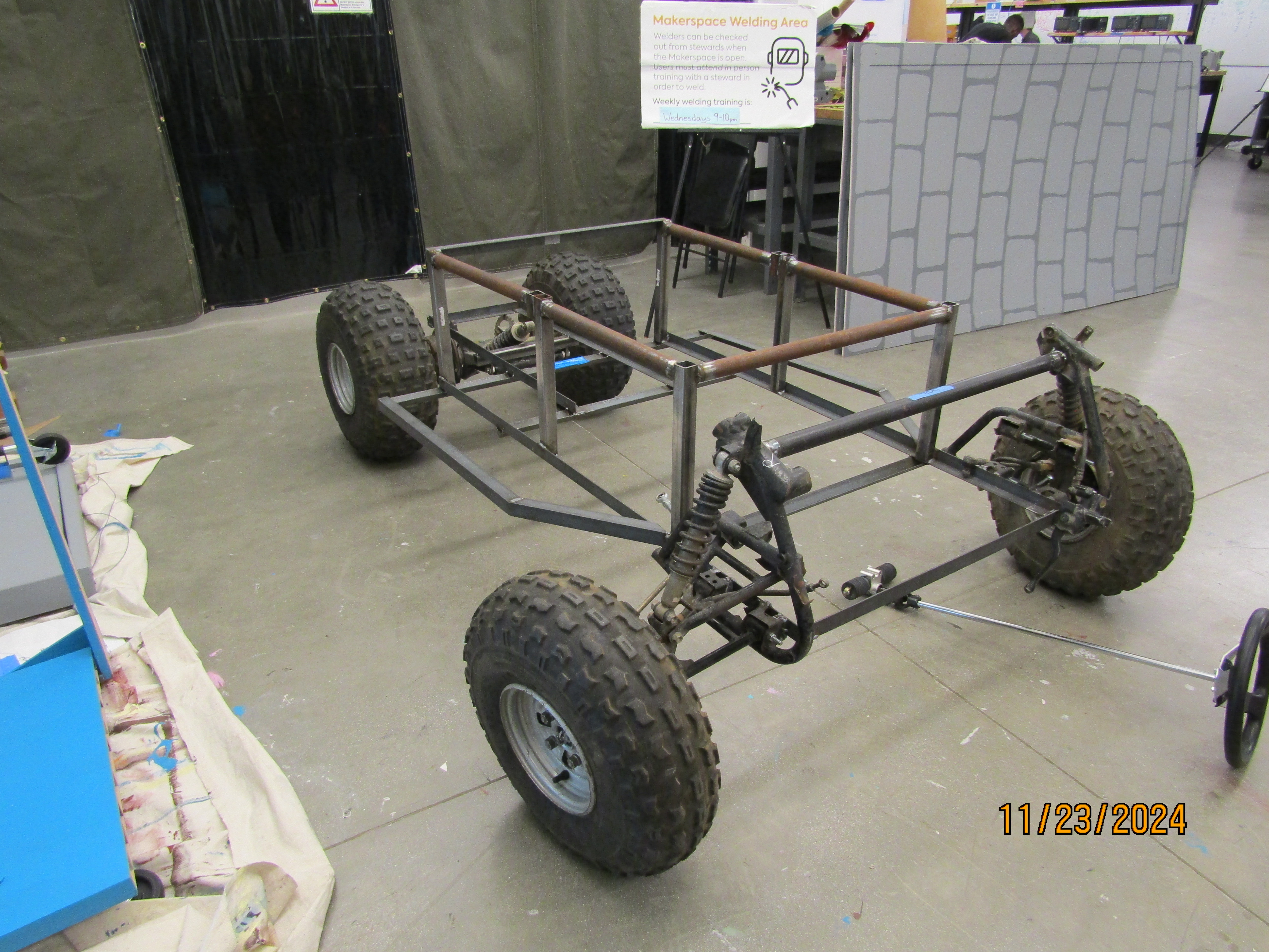 Photo of MACH's freshly-finished three-dimensionally-stiffened frame.