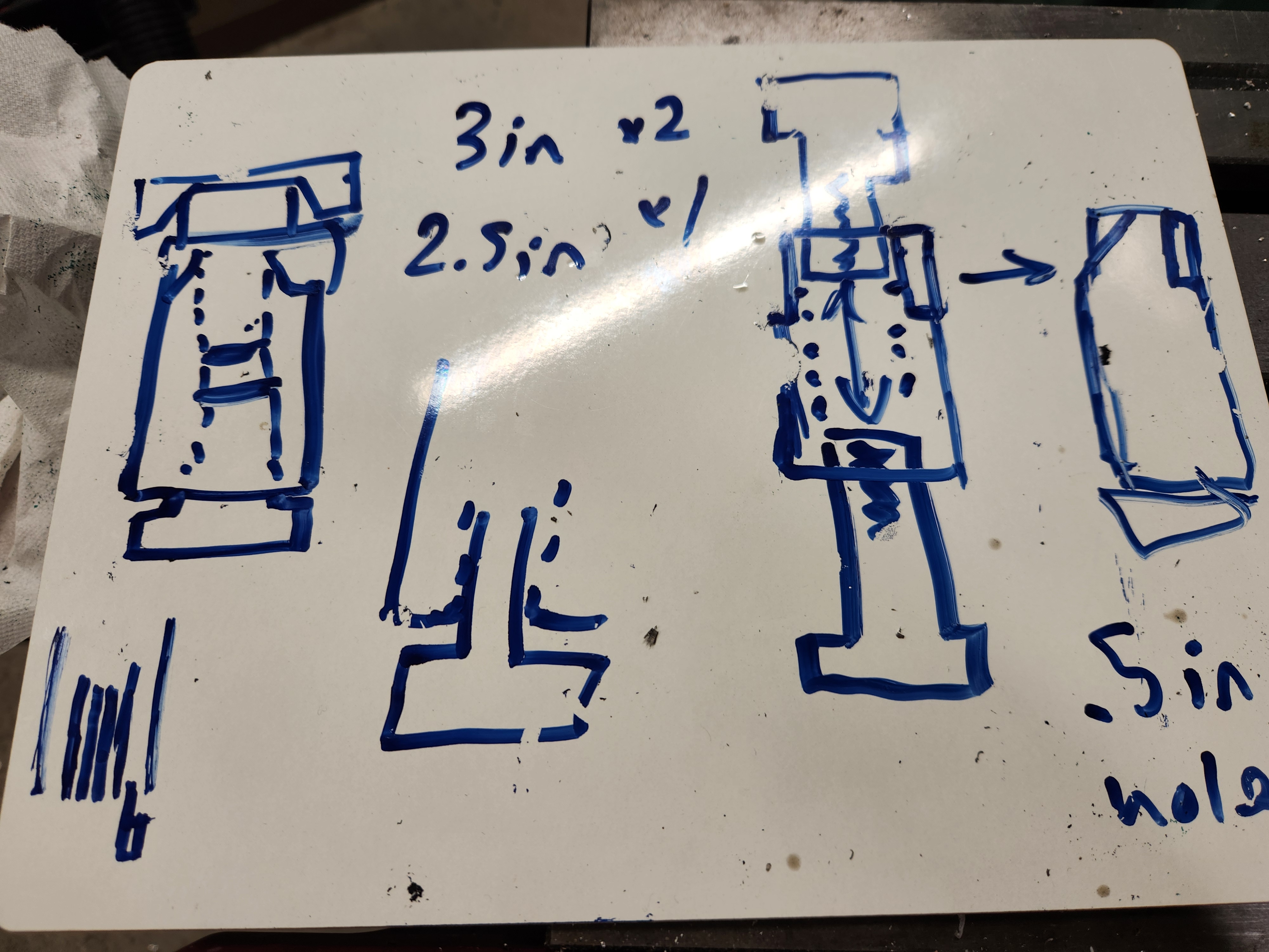 Photo of brass fidget toy measurements and schematics.